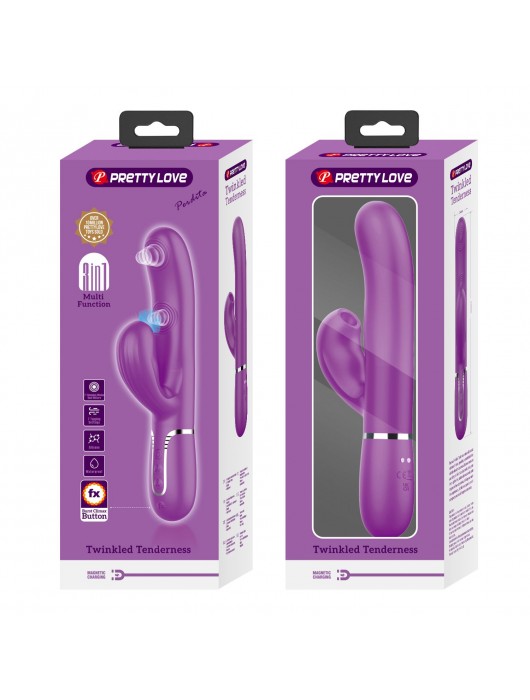 Фиолетовый вибратор с клиторальным отростком Perdita - 22,8 см. - Baile