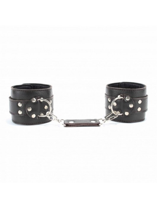 Коричневые оковы из мягкой кожи на металлической цепочке - БДСМ Арсенал - купить с доставкой в Якутске