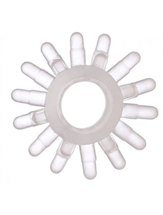 Прозрачное гелевое эрекционное кольцо с шипиками - Toyfa Basic - в Якутске купить с доставкой