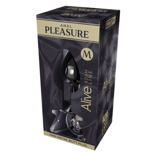 Серебристая анальная втулка с прозрачным кристаллом Mini Metal Butt Plug Size M - 8 см. - Adrien Lastic