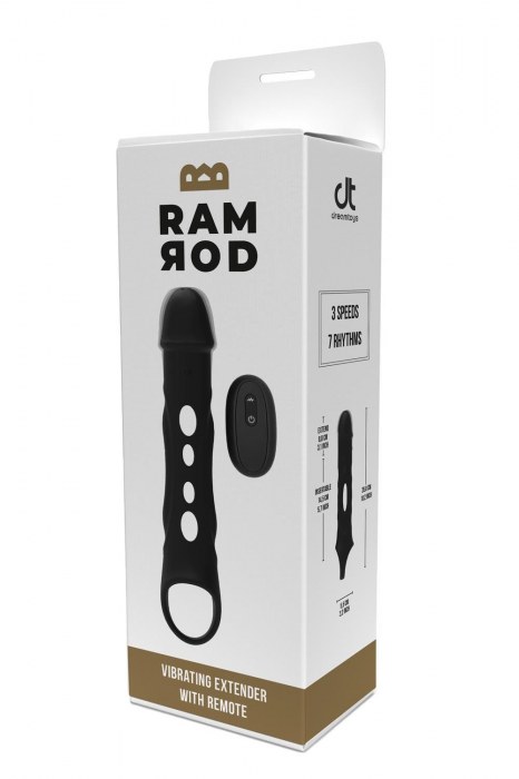 Черная насадка-удлинитель Vibrating Extender With Remote с вибрацией - Dream Toys - в Якутске купить с доставкой