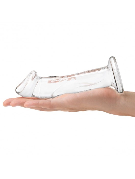 Прозрачный стеклянный фаллоимитатор 6’’ Glass Dildo With Veins   Flat Base - 15,2 см. - Glas
