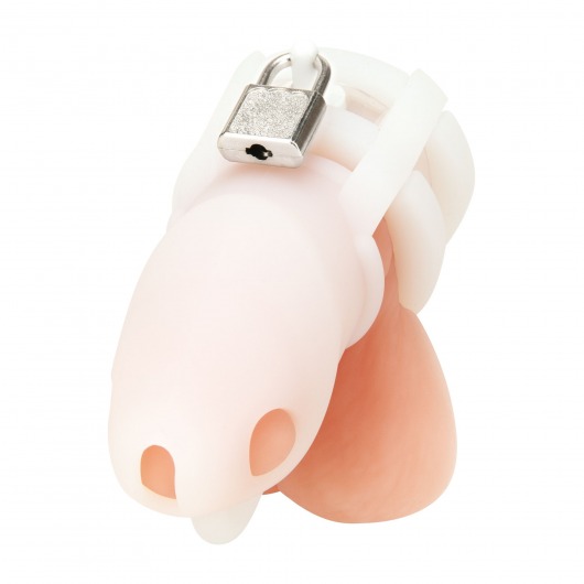 Белая клетка для пениса Silicone Small 2 in Cock Cage With Ball Divider - BlueLine - купить с доставкой в Якутске