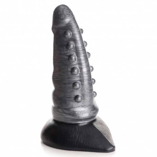 Серый фантазийный фаллоимитатор Beastly Tapered Bumpy Silicone Dildo - 21 см. - XR Brands