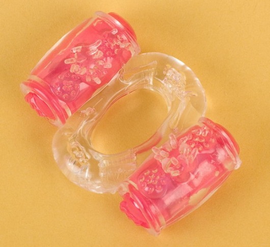 Прозрачное виброкольцо с двумя вибропульками - Toyfa Basic - в Якутске купить с доставкой