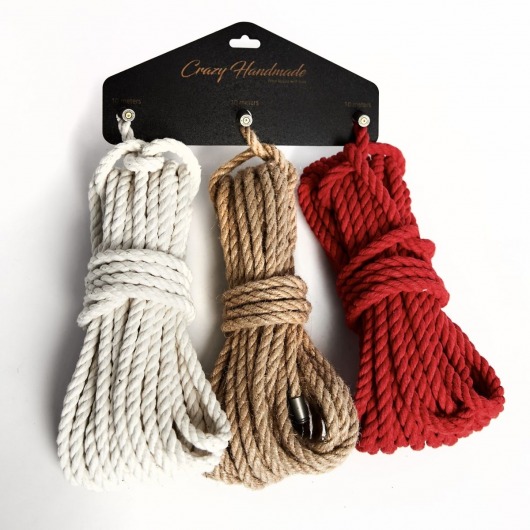 Набор из 3 разноцветных веревок для шибари - Crazy Handmade - купить с доставкой в Якутске