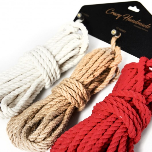 Набор из 3 разноцветных веревок для шибари - Crazy Handmade - купить с доставкой в Якутске