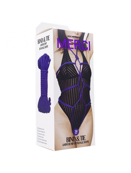 Фиолетовая верёвка для связывания и фиксации Bind Tie - 9,14 м. - Doc Johnson - купить с доставкой в Якутске