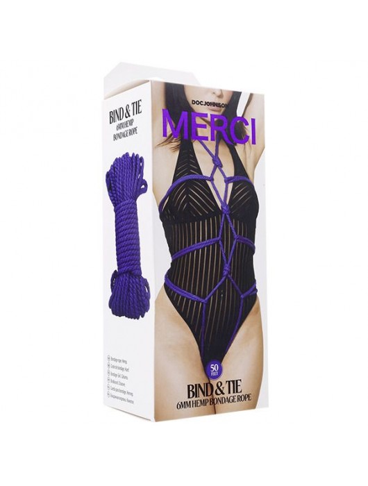 Фиолетовая верёвка для связывания и фиксации Bind Tie - 15,24 м. - Doc Johnson - купить с доставкой в Якутске