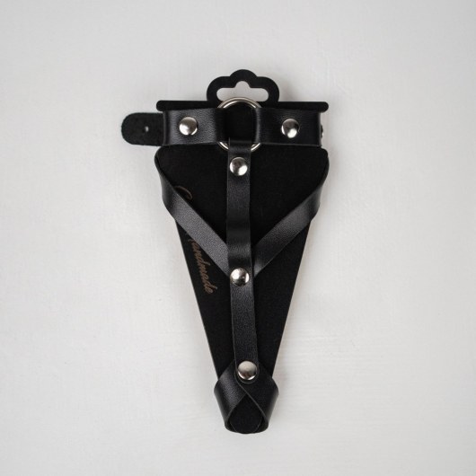 Черный кожаный браслет с кольцом - Crazy Handmade - купить с доставкой в Якутске