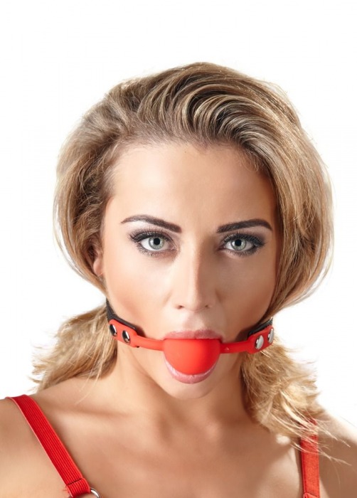 Силиконовый кляп-шар на чёрных ремешках Red Gag silicone - Orion - купить с доставкой в Якутске