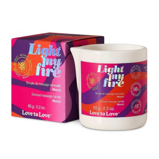 Массажная свеча Light My Fire с ароматом моной - 80 мл. - Love to Love - купить с доставкой в Якутске