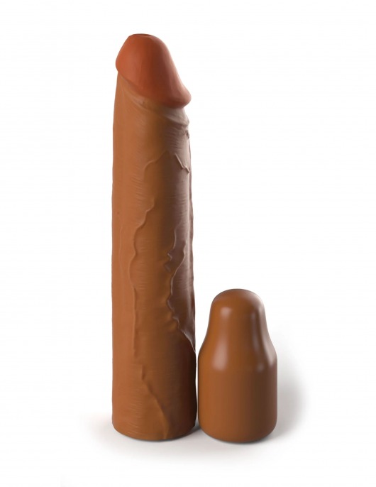 Коричневая насадка на член 2  Silicone X-tension - 20,3 см. - Pipedream - в Якутске купить с доставкой