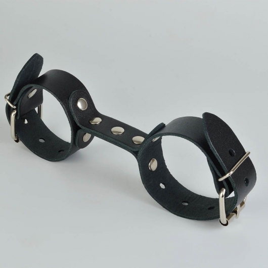 Черные кожаные наручники-фиксатор - Sitabella - купить с доставкой в Якутске