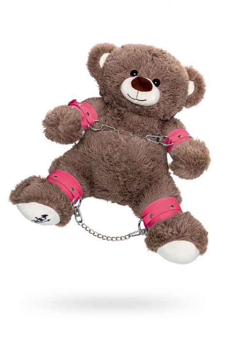 Бондажный набор: бурый мишка с розовыми оковами и наручниками - Pecado - купить с доставкой в Якутске