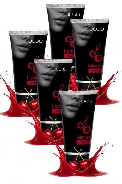 Набор из 5 съедобных лубрикантов JUJU со вкусом вишни - JuJu - купить с доставкой в Якутске Набор из 5 съедобных лубрикантов JUJU со вкусом вишни - JuJu - купить с доставкой в Якутске
