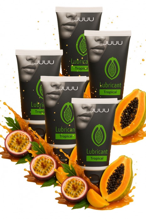 Набор из 5 съедобных лубрикантов JUJU со вкусом тропических фруктов - JuJu - купить с доставкой в Якутске Набор из 5 съедобных лубрикантов JUJU со вкусом тропических фруктов - JuJu - купить с доставкой в Якутске