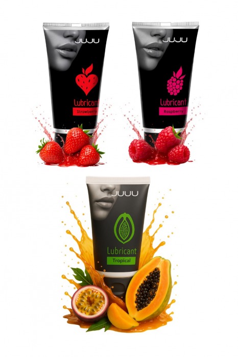 Набор из 3 съедобных лубрикантов JUJU (клубника, малина, тропические фрукты) - JuJu - купить с доставкой в Якутске Набор из 3 съедобных лубрикантов JUJU (клубника, малина, тропические фрукты) - JuJu - купить с доставкой в Якутске