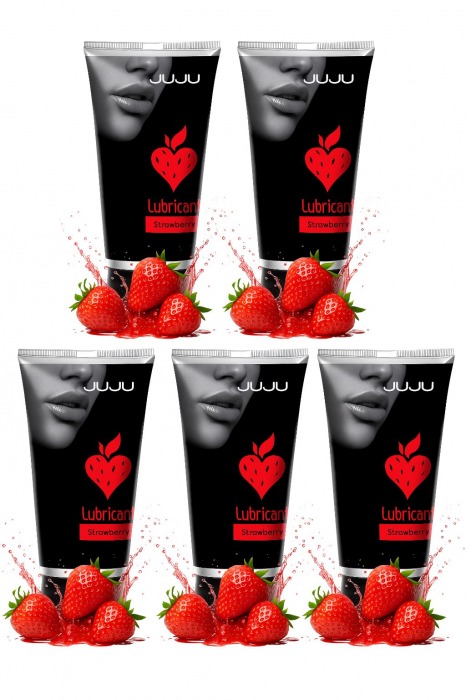 Набор из 5 съедобных лубрикантов JUJU со вкусом клубники - JuJu - купить с доставкой в Якутске Набор из 5 съедобных лубрикантов JUJU со вкусом клубники - JuJu - купить с доставкой в Якутске