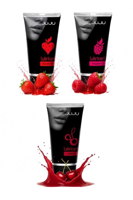 Набор из 3 съедобных лубрикантов JUJU (клубника, малина, вишня) - JuJu - купить с доставкой в Якутске Набор из 3 съедобных лубрикантов JUJU (клубника, малина, вишня) - JuJu - купить с доставкой в Якутске