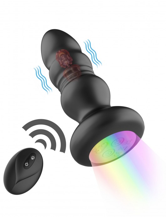 Черная анальная вибропробка с фрикционным механизмом и LED-подсветкой - 12,5 см. - Secwell в Якутске Черная анальная вибропробка с фрикционным механизмом и LED-подсветкой - 12,5 см. - Secwell