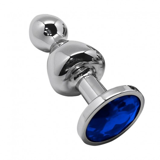 Серебристая анальная втулка Wooomy Lollypop Size S с синим кристаллом - Adrien Lastic в Якутске Серебристая анальная втулка Wooomy Lollypop Size S с синим кристаллом - Adrien Lastic