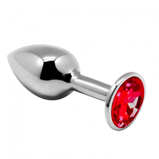 Серебристая анальная втулка Mini Metal Butt Plug Size M с красным кристаллом - Adrien Lastic в Якутске Серебристая анальная втулка Mini Metal Butt Plug Size M с красным кристаллом - Adrien Lastic
