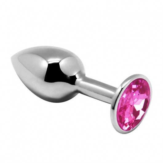 Серебристая анальная втулка Mini Metal Butt Plug Size M с розовым кристаллом - Adrien Lastic в Якутске Серебристая анальная втулка Mini Metal Butt Plug Size M с розовым кристаллом - Adrien Lastic