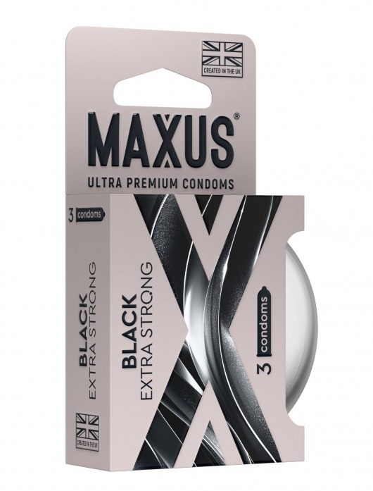 Черные утолщенные презервативы MAXUS Extra Strong с железным кейсом - 3 шт. - Maxus - купить с доставкой в Якутске