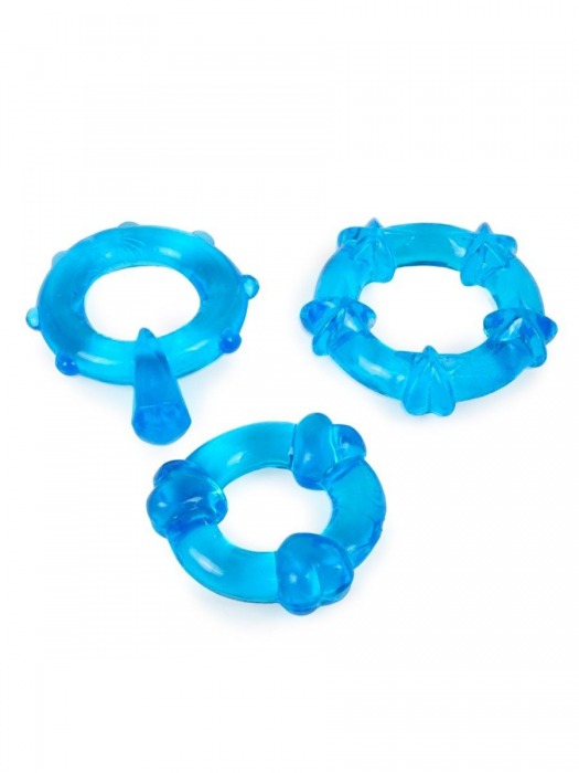 Набор из 3 синих эрекционных колец с различным рельефом - Erowoman-Eroman - в Якутске купить с доставкой Набор из 3 синих эрекционных колец с различным рельефом - Erowoman-Eroman - в Якутске купить с доставкой