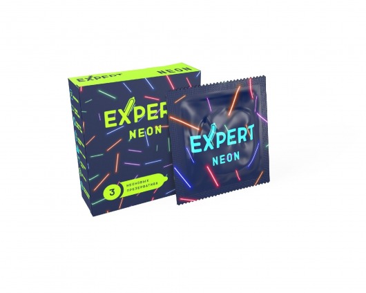 Светящиеся в темноте презервативы Expert Neon - 3 шт. - Expert - купить с доставкой в Якутске