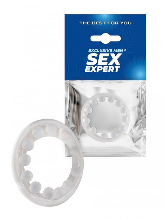 Эрекционное кольцо со стимулирующими шариками на поверхности - Sex Expert - в Якутске купить с доставкой