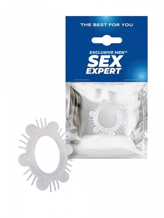 Эластичное эрекционное кольцо с шипиками и шариками - Sex Expert - в Якутске купить с доставкой