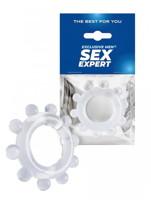 Прозрачное эрекционное кольцо со стимулирующими шариками - Sex Expert - в Якутске купить с доставкой