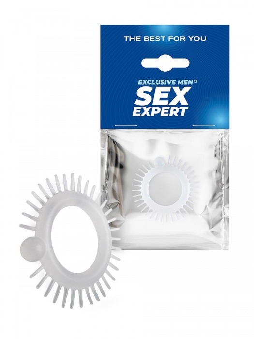 Эластичное эрекционное кольцо с шипиками и шариком - Sex Expert - в Якутске купить с доставкой