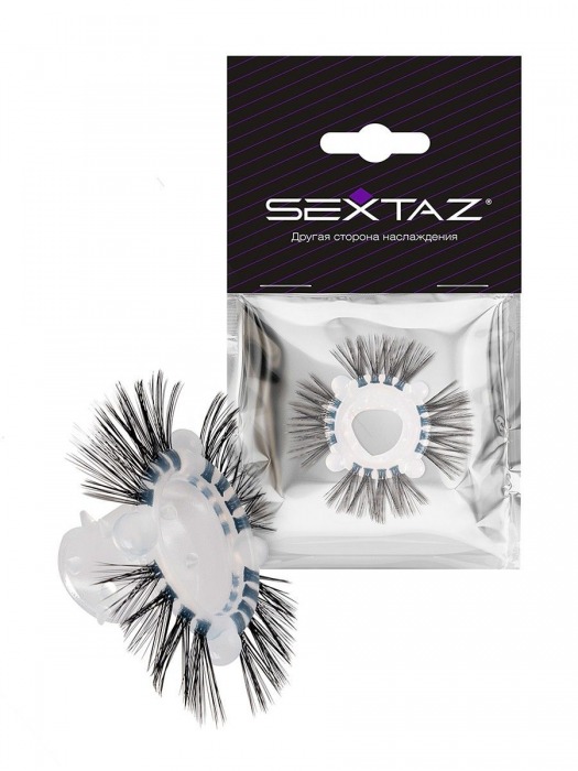 Эластичное эрекционное кольцо с черными «ресничками» - Sextaz - в Якутске купить с доставкой