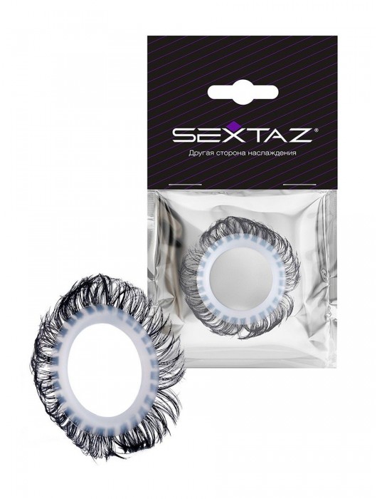 Эластичное эрекционное колечко с черными «ресничками» - Sextaz - в Якутске купить с доставкой