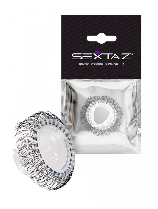 Эластичное эрекционное кольцо с длинными черными «ресничками» - Sextaz - в Якутске купить с доставкой