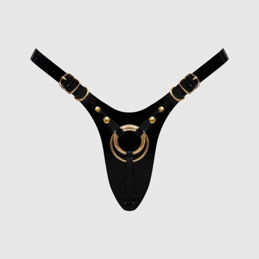 Черный пояс для фиксации насадок Strap-On-Me Leatherette Harness Fabulous - Strap-on-me - купить с доставкой в Якутске