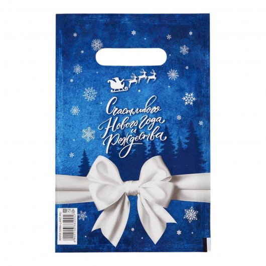 Сине-белый подарочный новогодний пакет с вырубной ручкой (20х30 см) - Сима-Ленд - купить с доставкой в Якутске