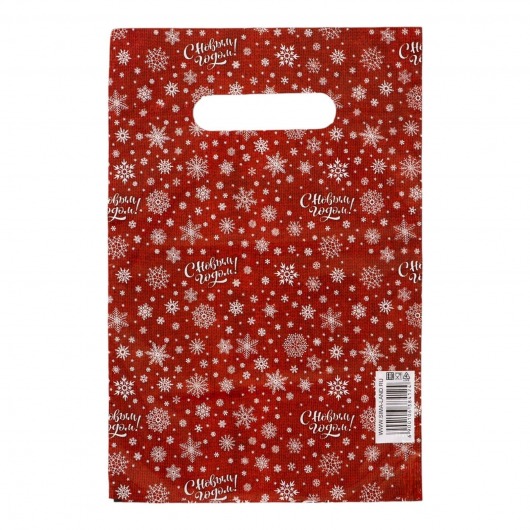 Красный подарочный новогодний пакет с вырубной ручкой (20х30 см) - Сима-Ленд - купить с доставкой в Якутске