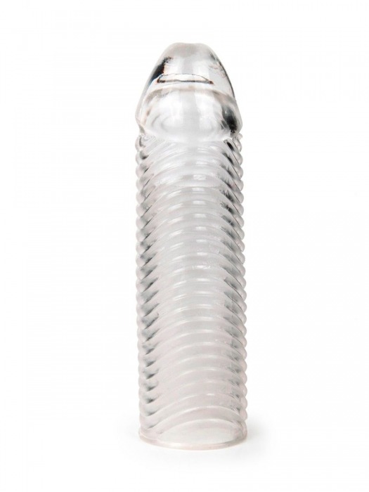 Прозрачная закрытая насадка на пенис с ребрышками - 16 см. - Sex Expert - в Якутске купить с доставкой