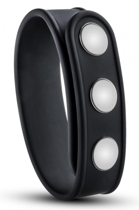 Черное эрекционное кольцо на кнопках - Blush Novelties - в Якутске купить с доставкой