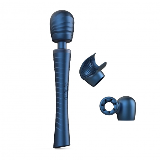Синий вибромассажёр с насадками Man.wand Edgy - Manwan - в Якутске купить с доставкой