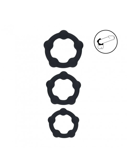 Набор из 3 эрекционных колец Beaded Silicone Cockring Set - Shots Media BV - в Якутске купить с доставкой