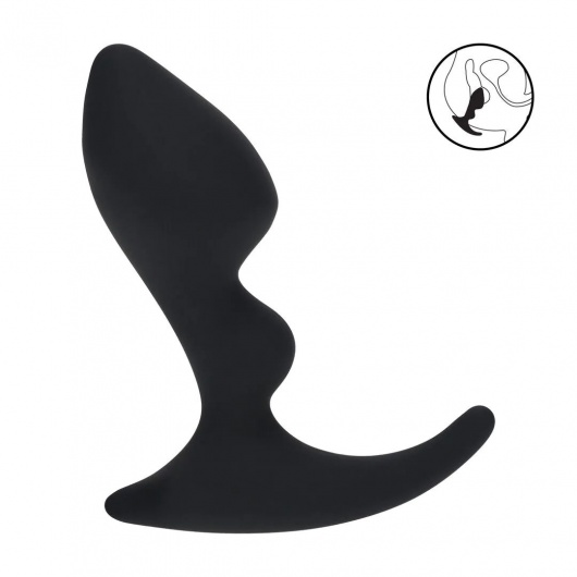 Черная анальная пробка для массажа простаты Double Ripple Silicone Prostate Massager - Shots Media BV - в Якутске купить с доставкой
