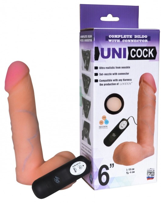 Фаллическая насадка Харнесс UNICOCK 6  с вибрацией - 18 см. - LOVETOY (А-Полимер) - купить с доставкой в Якутске