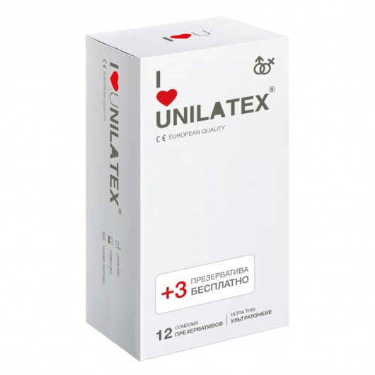 Ультратонкие презервативы Unilatex Ultra Thin - 12 шт. + 3 шт. в подарок - Unilatex - купить с доставкой в Якутске