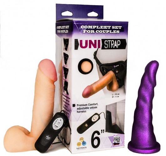 Вибрострапон с двумя насадками UniStrap - 18 и 18 см. - LOVETOY (А-Полимер) - купить с доставкой в Якутске