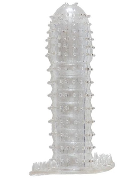 Гелевая прозрачная насадка c шипами - 12 см. - Toyfa Basic - в Якутске купить с доставкой